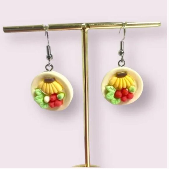 Jewelry - ⭐️❤️ FREE Fruit Plate Charcuterie Food Snack Art Pop Artsy Graphic Farm Earrings
